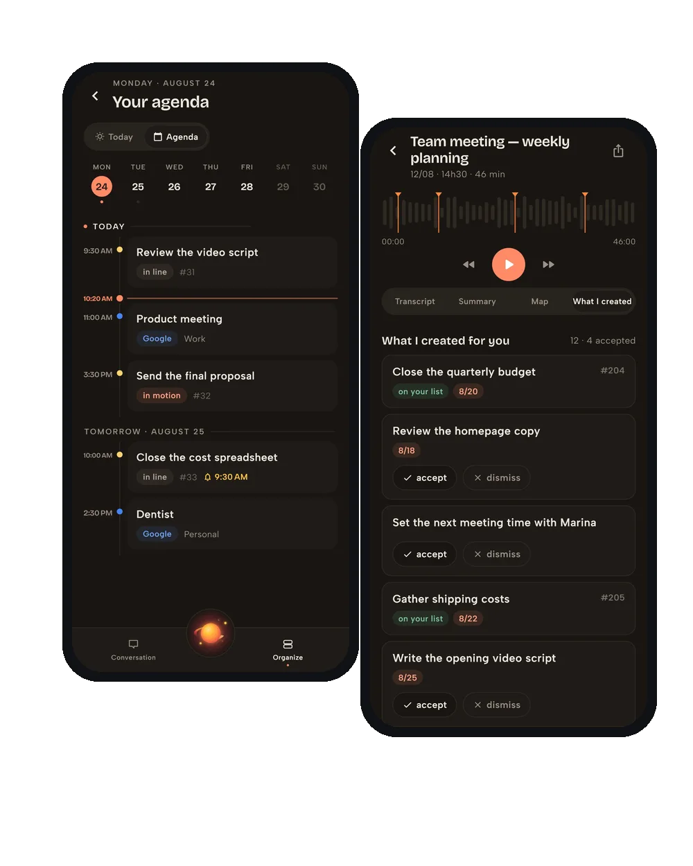 Vidally: the agenda and the list of what it created